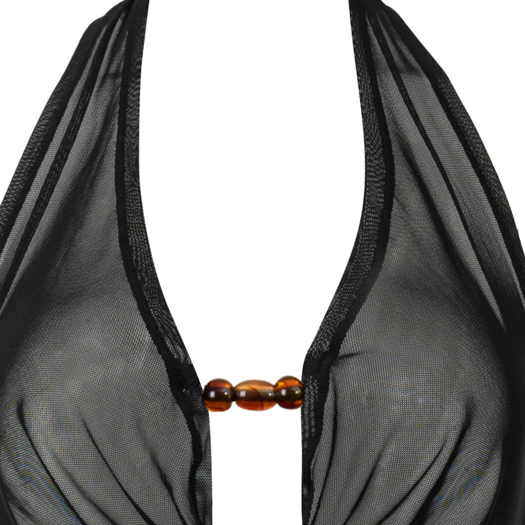 Damen Strandkleid mit tiefem V-Ausschnitt und raffiniertem Knoten Echo Archiv
