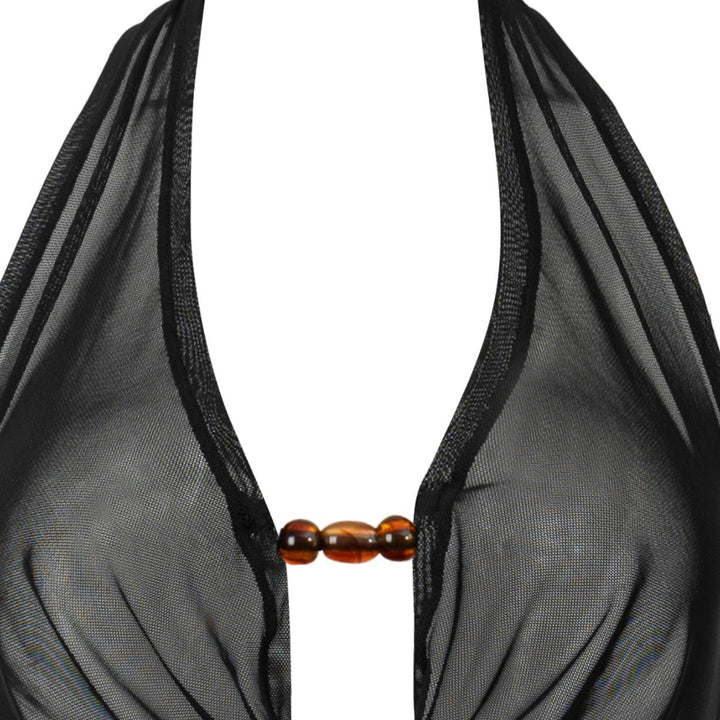 Damen Strandkleid mit tiefem V-Ausschnitt und raffiniertem Knoten Echo Archiv