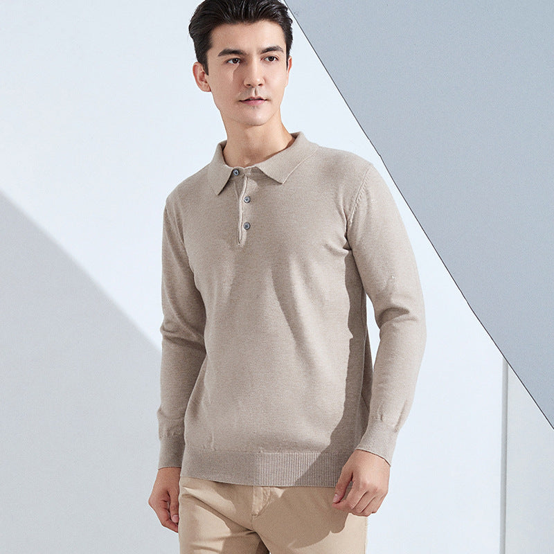 Herren Feiner Langarm-Poloshirt aus Feinstrick mit 3‑Knopf‑Leiste und schmaler Passform Echoarchiv