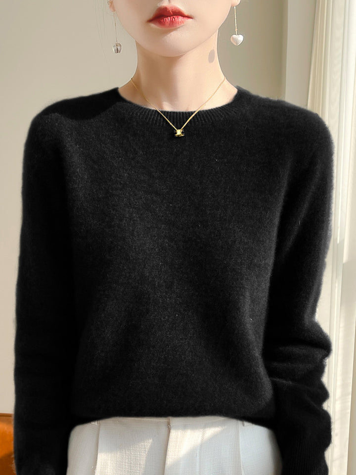 Damen Luxuriöser Kuschelstrick-Pullover mit Rundhals und Mohair-Optik Echoarchiv