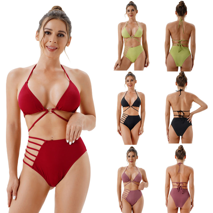 Damen Hochtailliertes Bikini-Set mit modischen Cut-Out-Details Echo Archiv