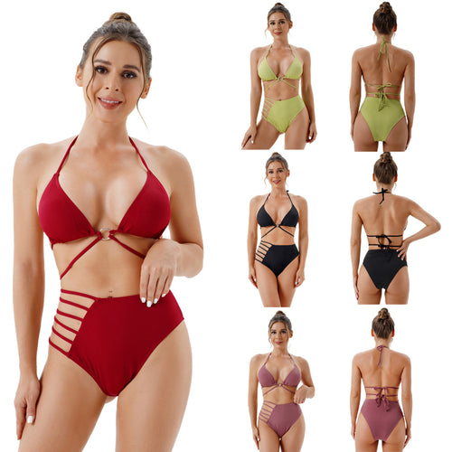 Damen Hochtailliertes Bikini-Set mit modischen Cut-Out-Details Echo Archiv