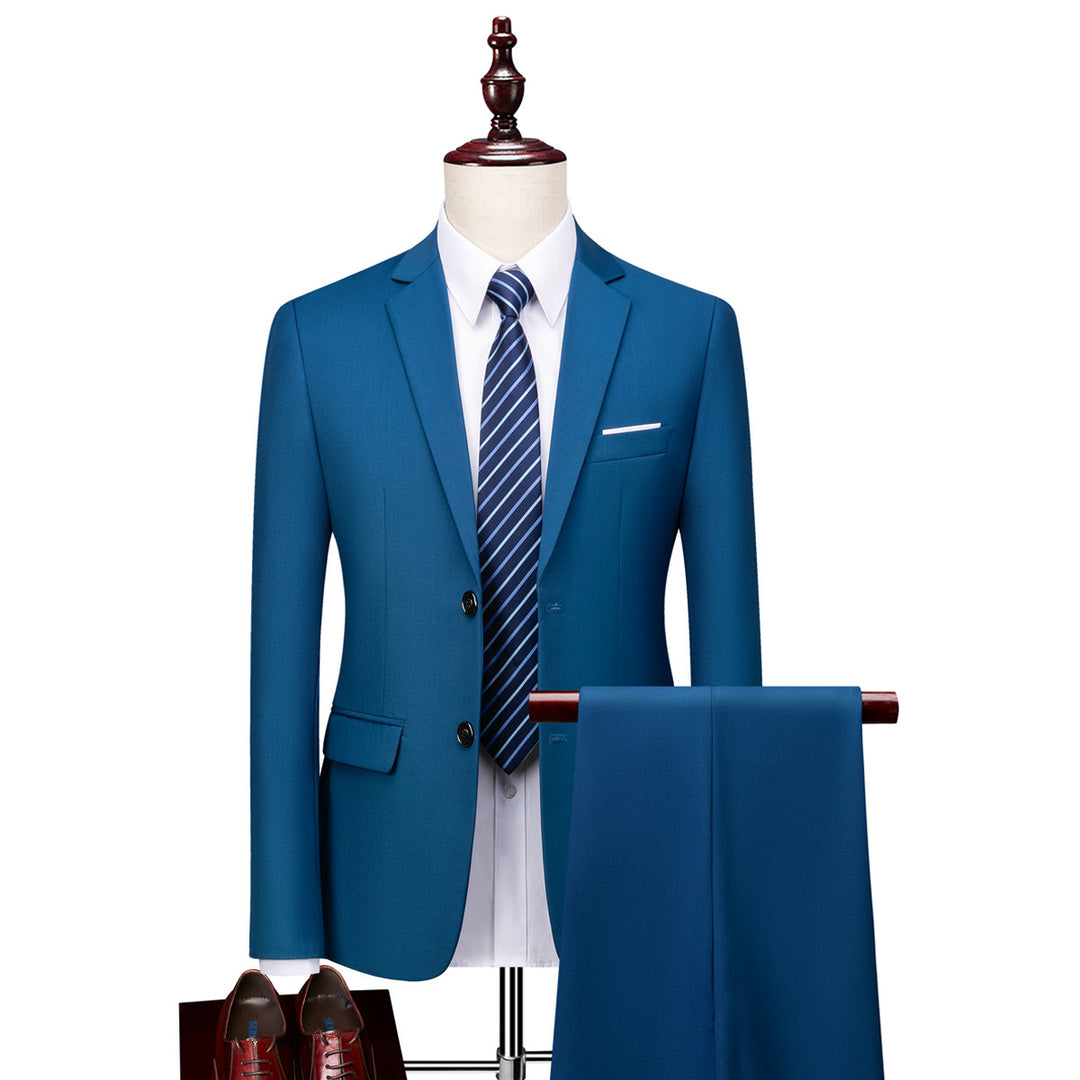 Herren nan Slim-Fit Einreiher-Anzugset mit Ein-Knopf-Sakko, schmaler Anzughose mit Bügelfalte und elastischem Stretchgewebe Echo Archiv
