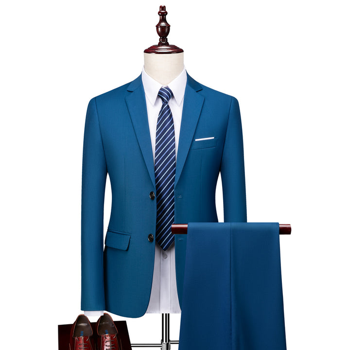 Herren nan Slim-Fit Einreiher-Anzugset mit Ein-Knopf-Sakko, schmaler Anzughose mit Bügelfalte und elastischem Stretchgewebe Echo Archiv