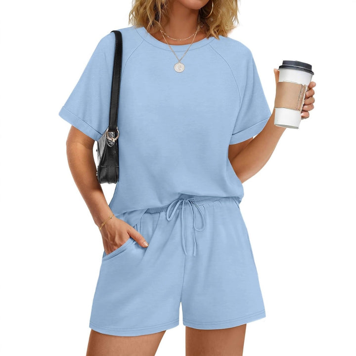 Damen lässiger Kombi aus T-Shirt und Shorts mit elastischem Bund Echoarchiv