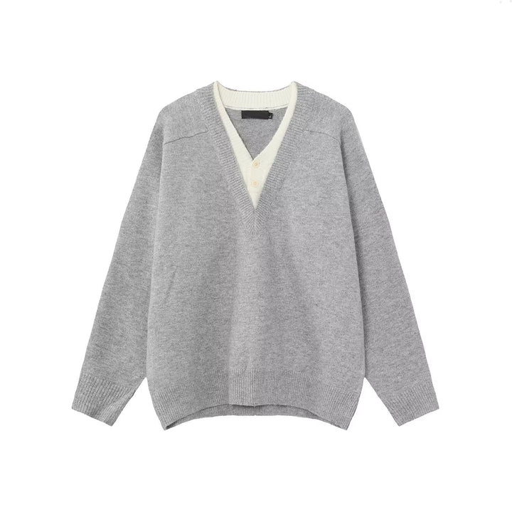 Herren Eleganter V-Ausschnitt Grobstrickpullover Echoarchiv
