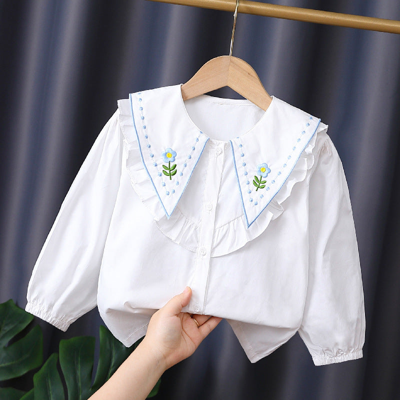 Mädchen Rüschenbluse mit besticktem Kragen Echo Archiv