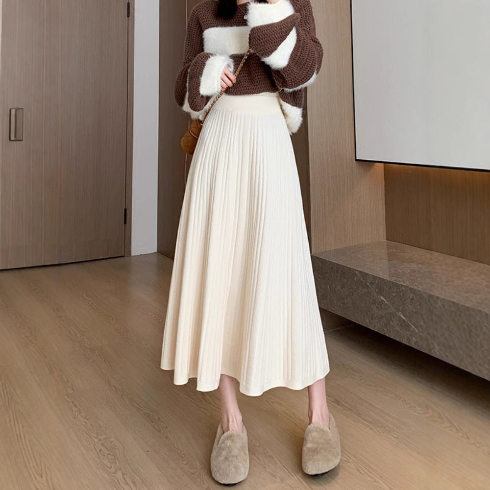 Damen Eleganter Plissee-Midirock mit hohem Bund Echo Archiv