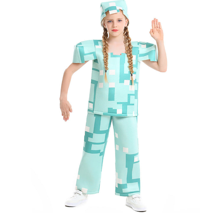 Mädchen Minecraft Kostüm mit geometrischem Muster und lässiger Passform Echo Archiv