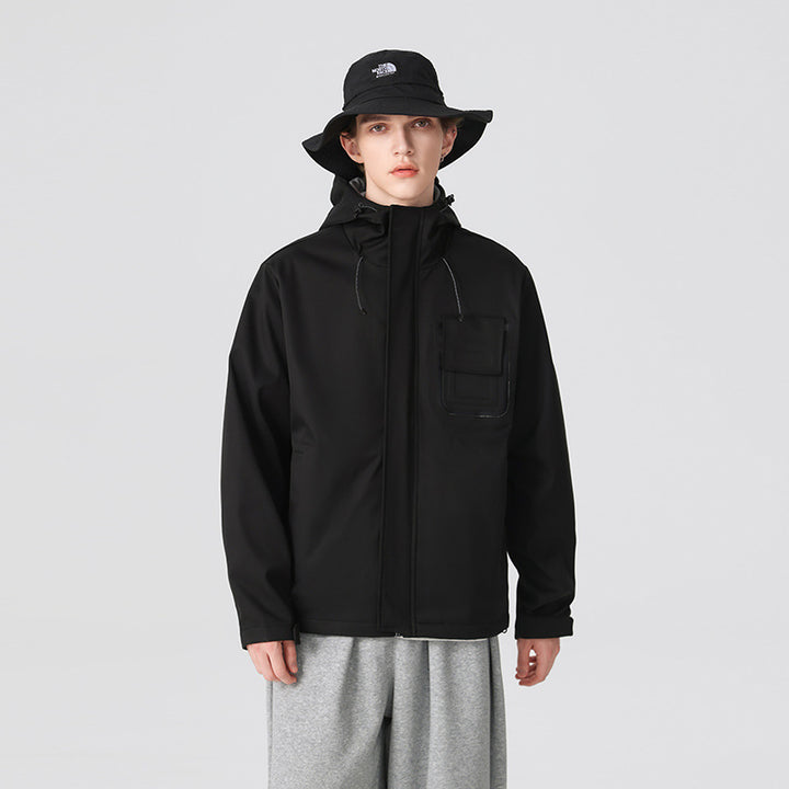 Herren Technische Funktionsjacke mit Kapuze, wasserabweisendem Softshell und Brustklappen-Tasche Echo Archiv