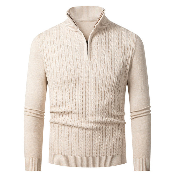 Herren Strickpullover mit modischem Zopfmuster und hochgeschlossenem Kragen Echoarchiv