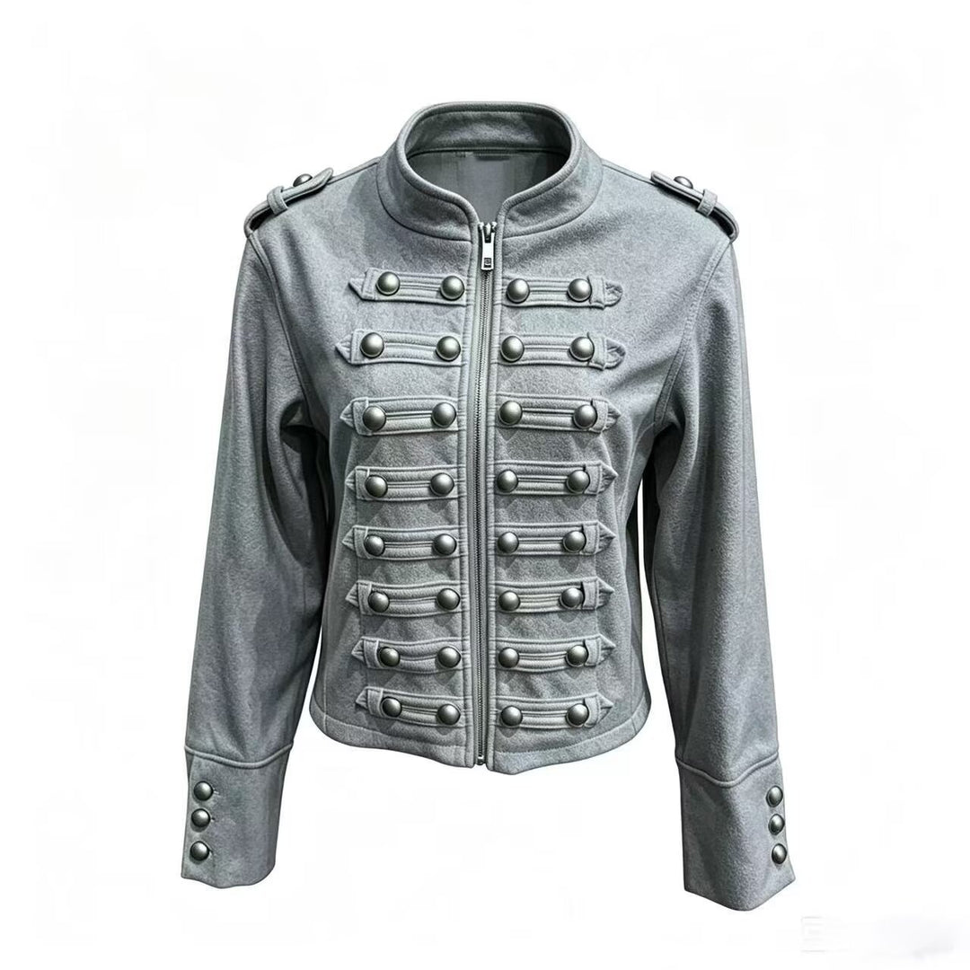 Damen Kurzjacke im Military‑Stil mit Stehkragen, Zierknopfleiste und Schulterklappen Echo Archiv