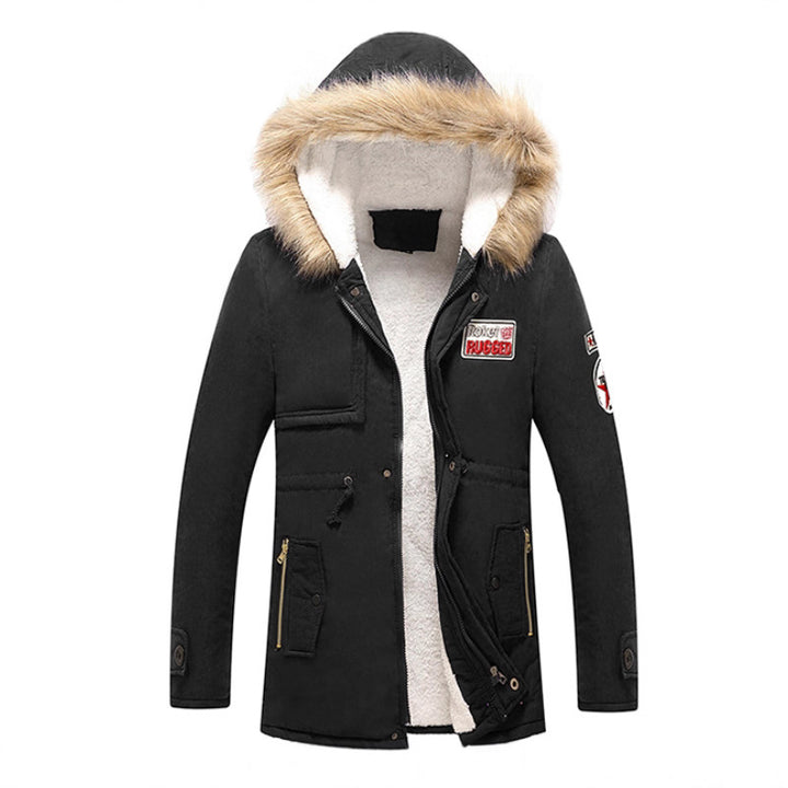Herren modische Winterjacke mit Kunstfellkragen und praktischen Taschen Echoarchiv