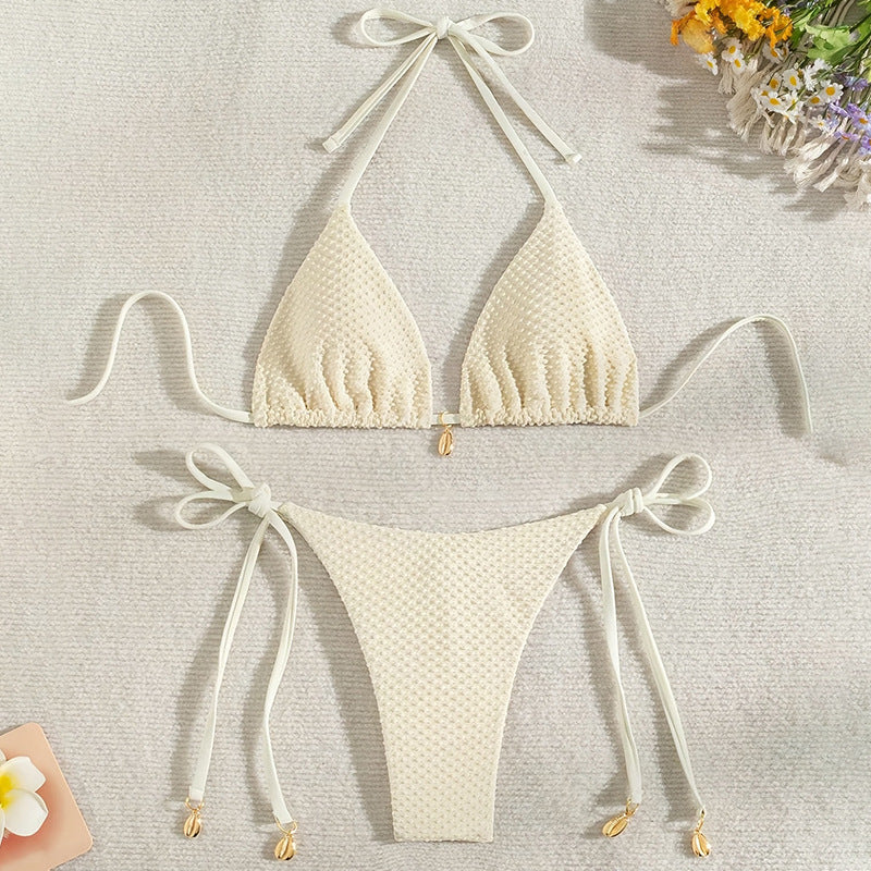 Damen Triangel-Bikini mit verstellbaren Bindebändern und strukturierter Oberfläche Echo Archiv