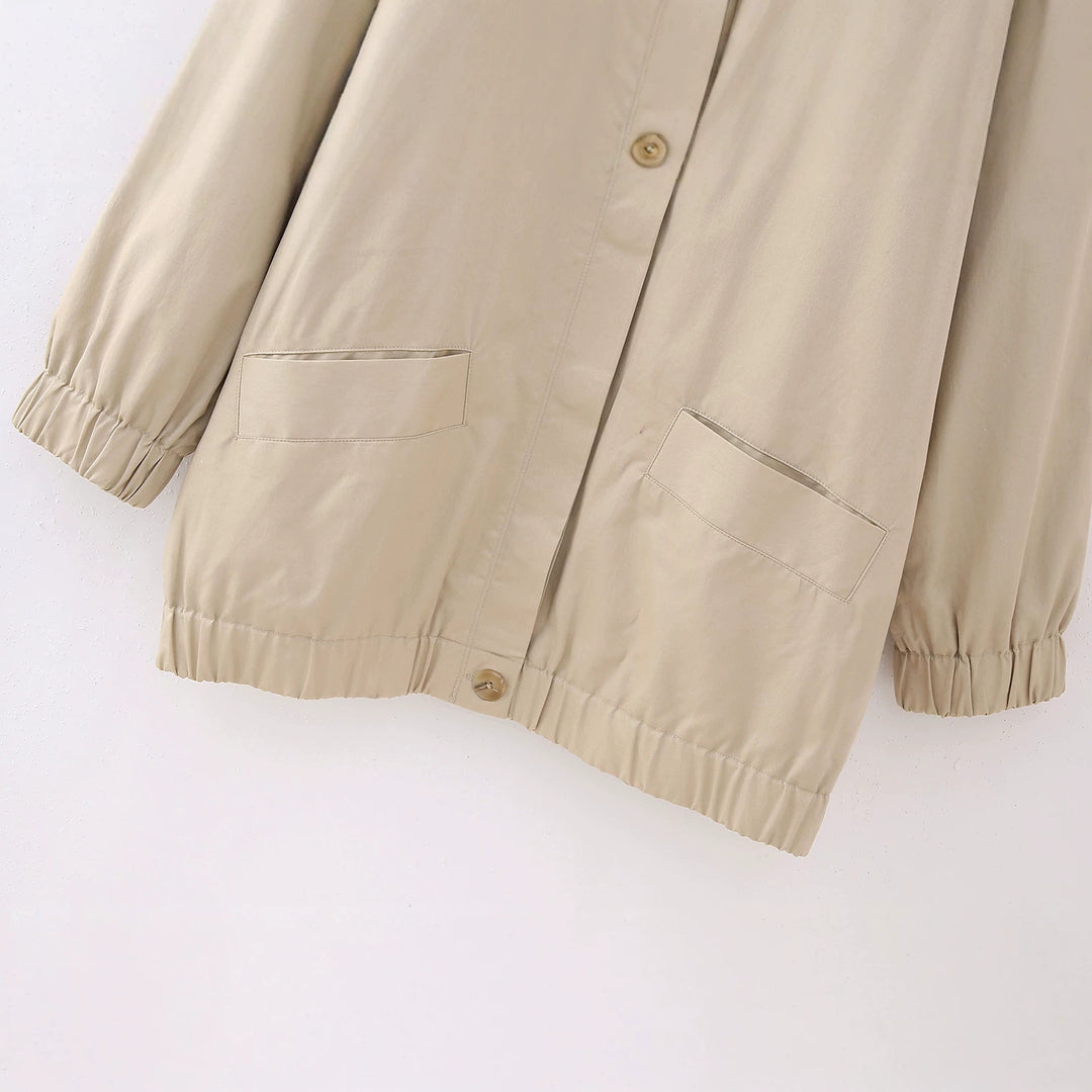 Damen Leichte Oversize-Übergangsjacke mit Hemdkragen und elastischem Saum Echoarchiv