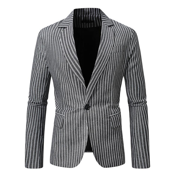 Herren nan gestreiftes Slim-Fit Sakko mit schmalem Revers und Single-Button Echo Archiv