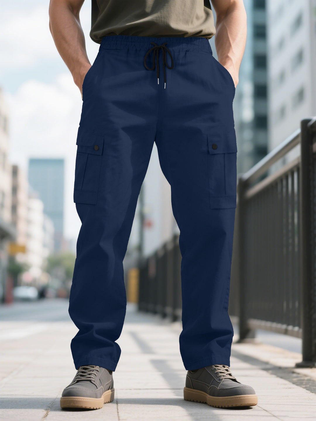 Herren nan urbane utilitarische Cargohose mit elastischem Komfortbund, Tunnelzug und verschließbaren Klappentaschen Echo Archiv