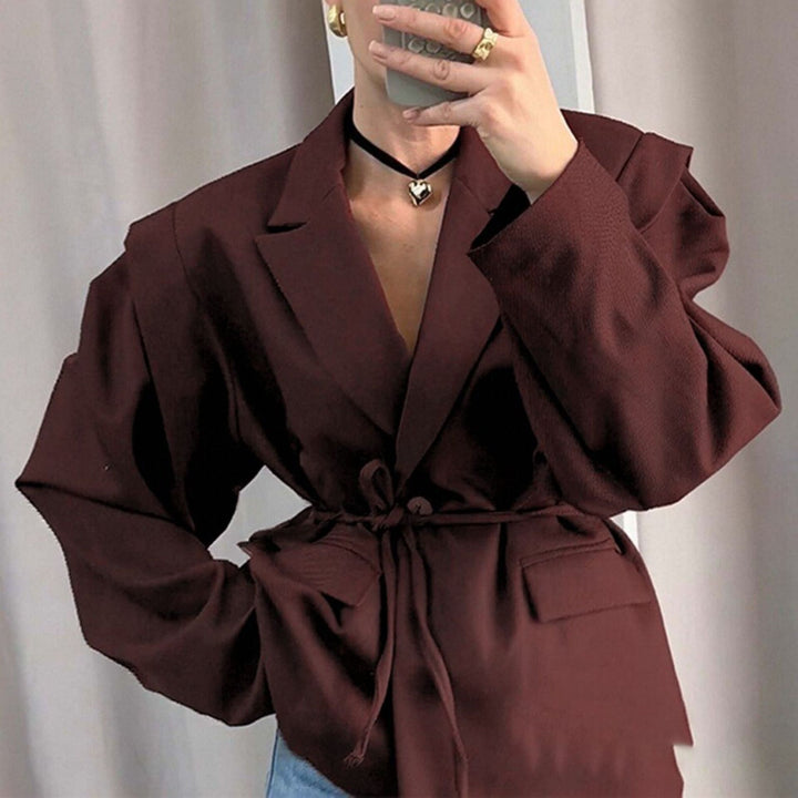 Damen nan taillierter Blazer mit Bindegürtel und Oversize-Ärmeln Echo Archiv
