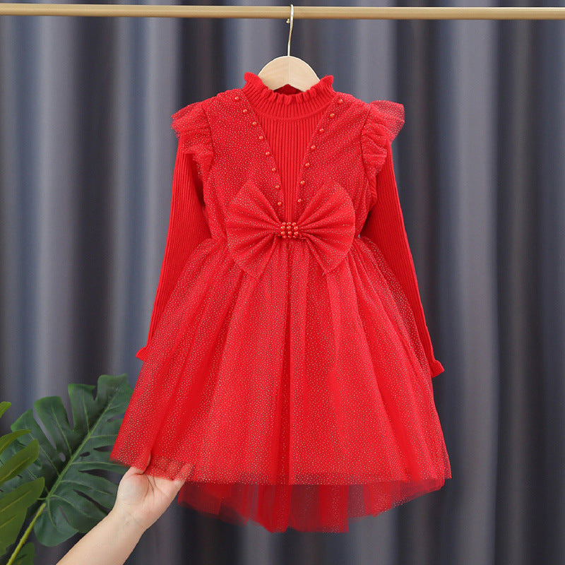 Mädchen Festliches Tüllkleid mit Pailletten und Schleifendetail Echo Archiv