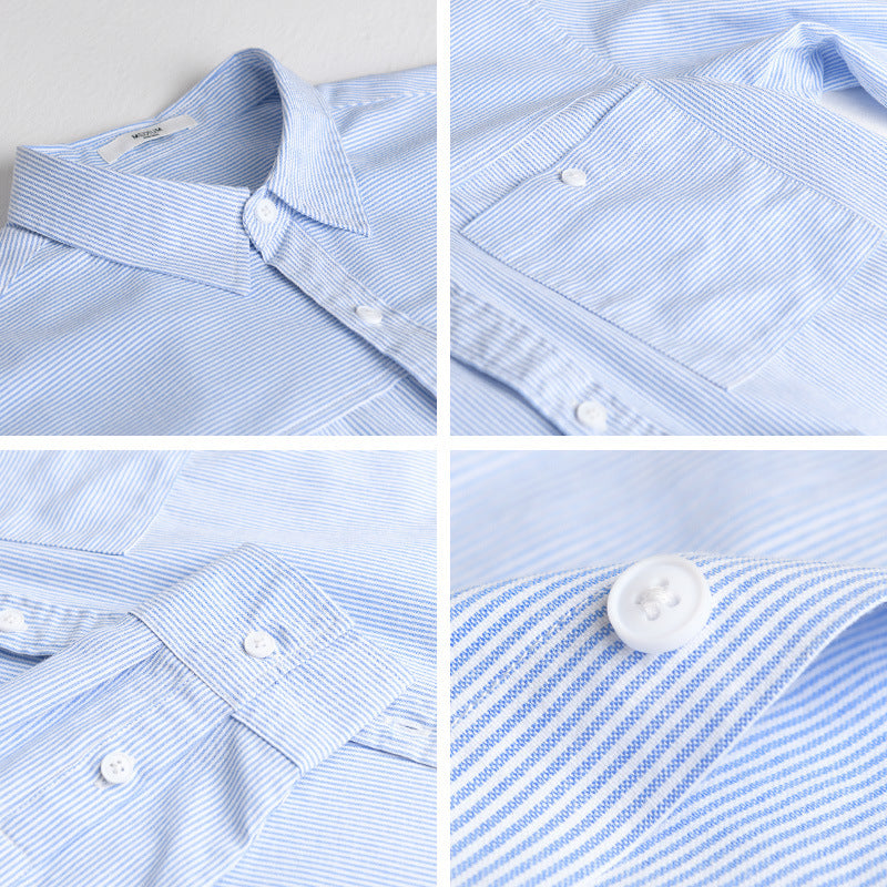 Herren Feines Nadelstreifen-Layering-Overshirt aus leichtem Baumwollmix mit aufgesetzter Brusttasche Echoarchiv