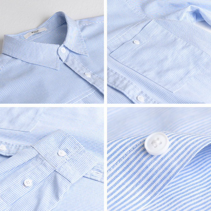 Herren Feines Nadelstreifen-Layering-Overshirt aus leichtem Baumwollmix mit aufgesetzter Brusttasche Echoarchiv