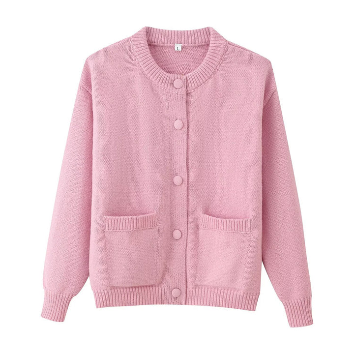 Damen Feinstrick‑Cardigan mit Rundhals, aufgesetzten Taschen und kastiger Silhouette Echo Archiv