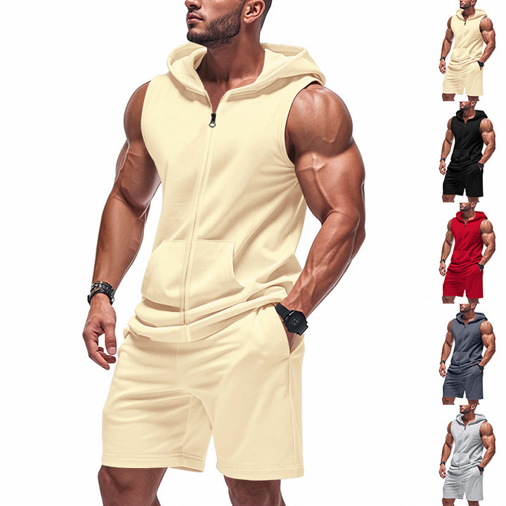 Herren sportliches Set aus ärmelloser Jacke und kurzer Hose Echoarchiv