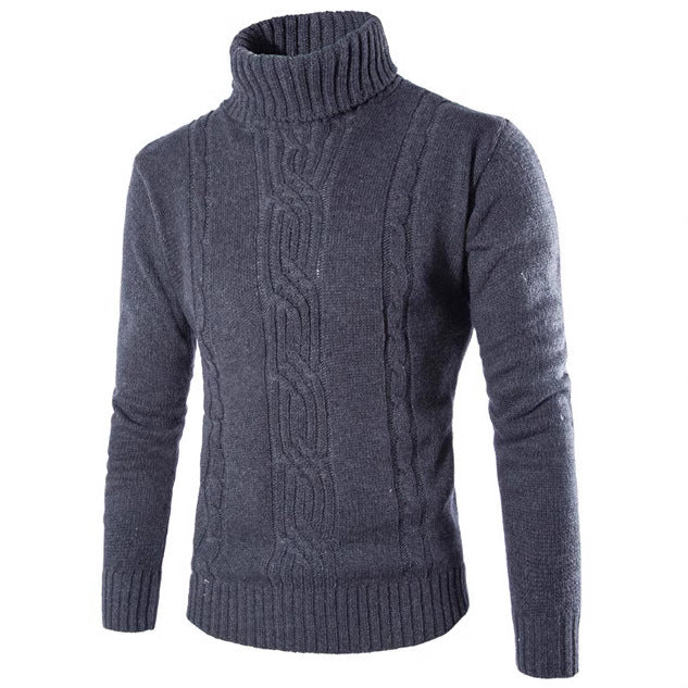Herren modischer Strickpullover mit hochgeschlossenem Kragen und raffinierter Zopfmusterstruktur Echoarchiv