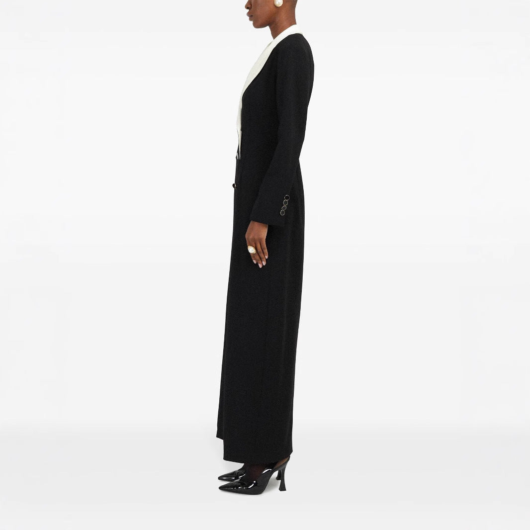 Damen Doppelreihiges Longblazer-Kleid mit taillierter Silhouette und Kontrastrevers Echoarchiv