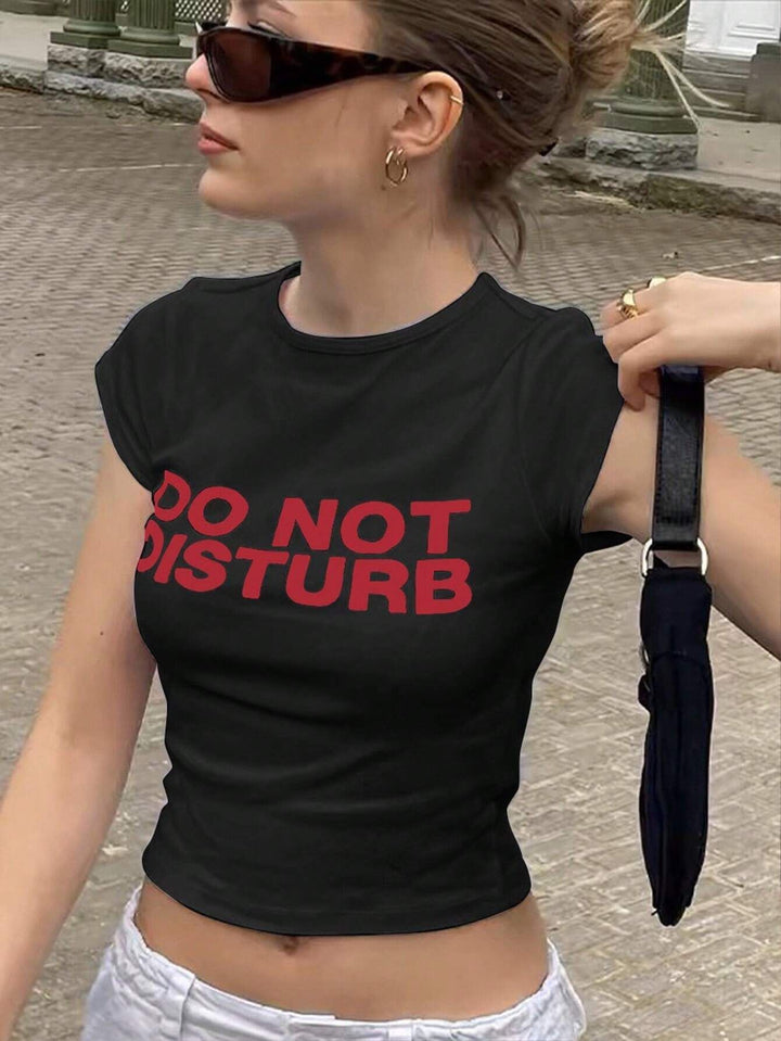 Damen Crop-T-Shirt mit auffälligem Grafiken-Design und frechem Statementdruck Echo Archiv