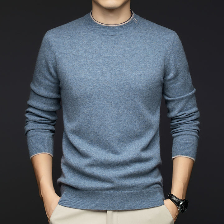 Herren klassischer Rundhals-Pullover aus hochwertiger Wolle Echoarchiv