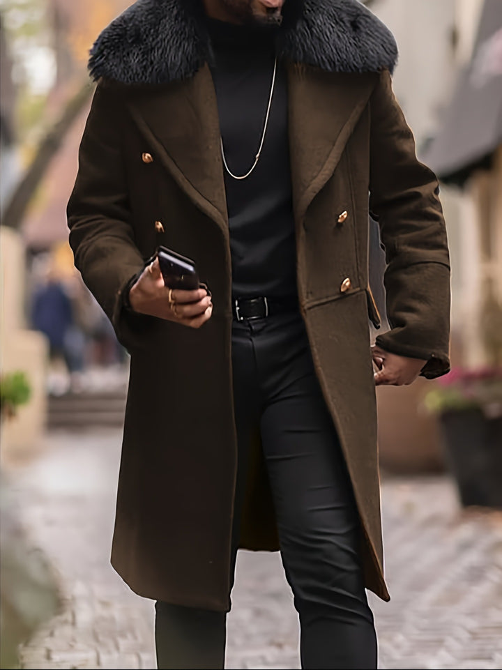 Herren eleganter Langmantel mit Teddyfellkragen Echoarchiv