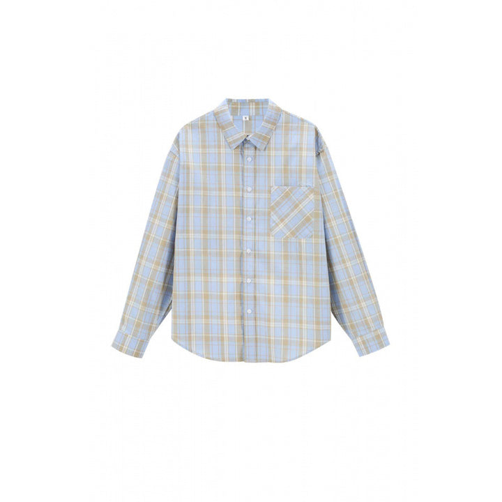 Unisex Boxy-kariertes Overshirt mit Hemdkragen und aufgesetzter Brusttasche Echo Archiv