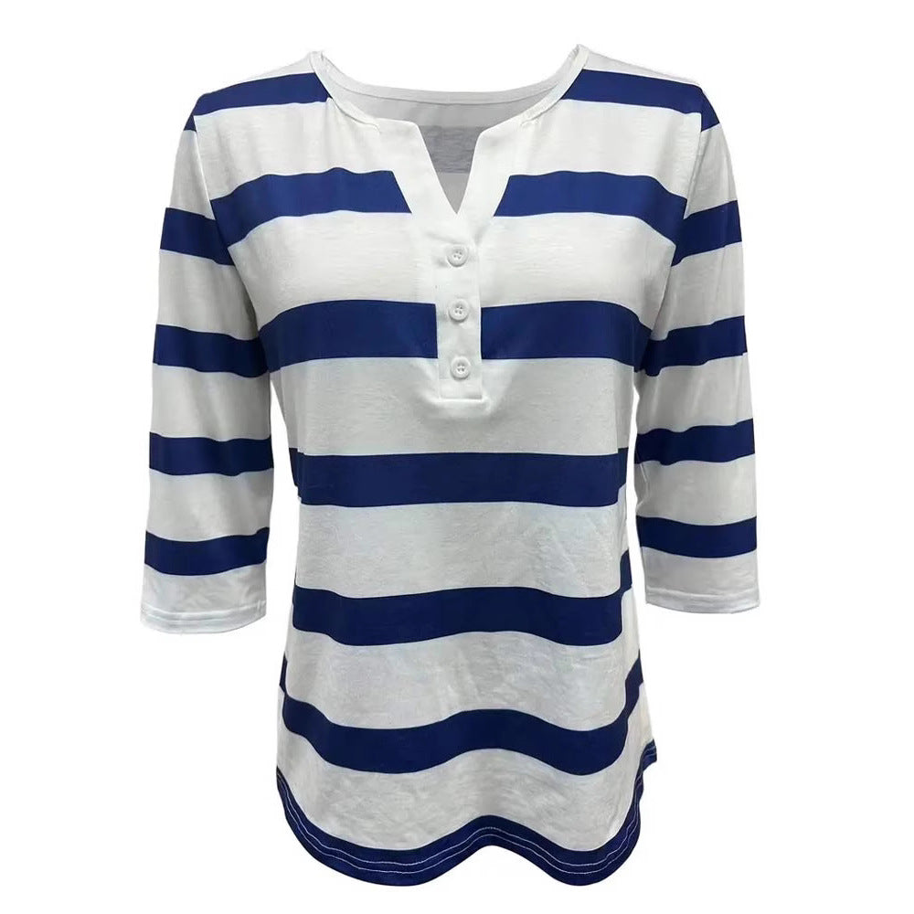Damen Langarmshirt mit Maritimem Streifenmuster Echoarchiv