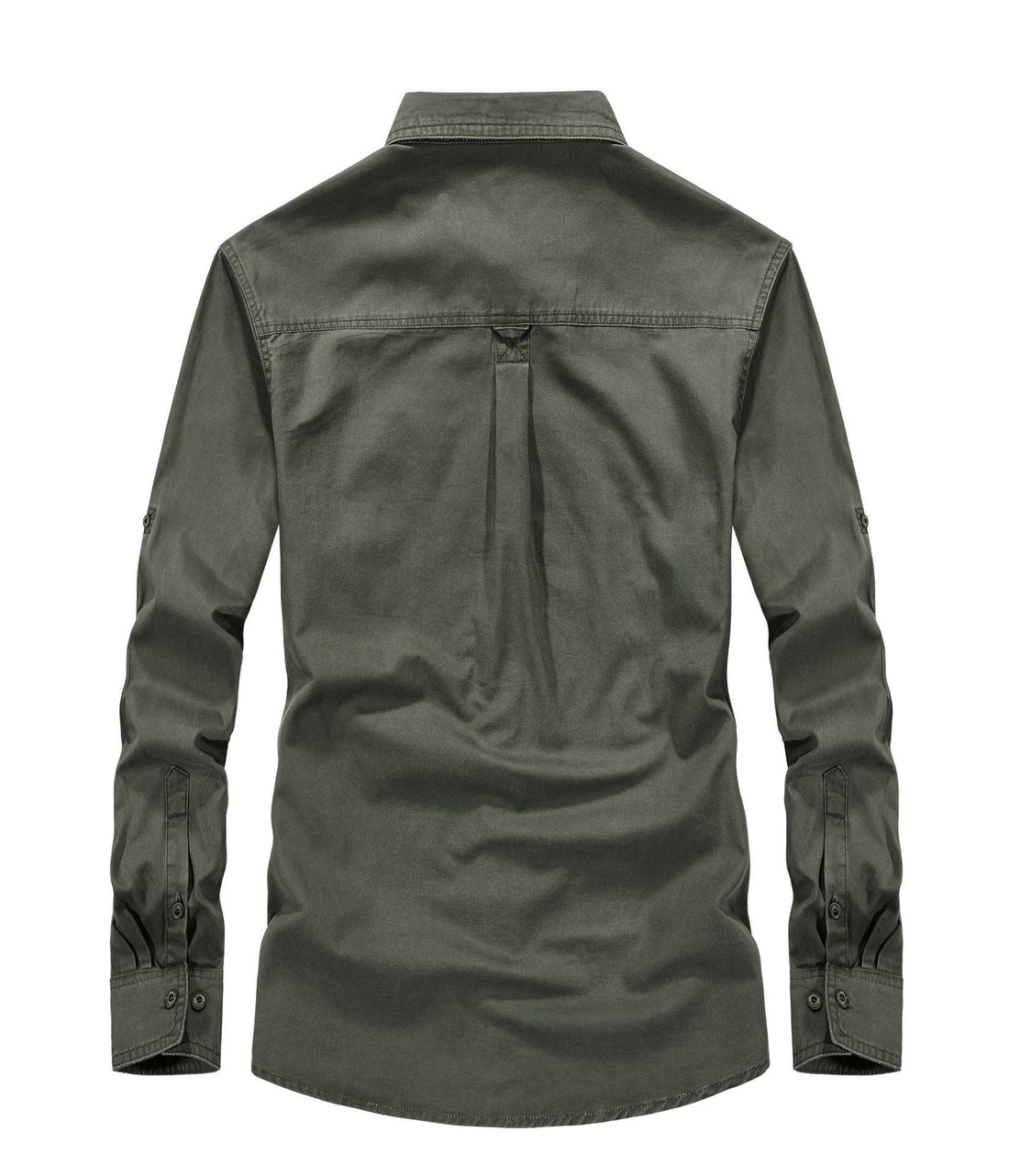 Herren Canvas-Utility-Fieldhemd mit Pattentaschen, Stehkragen und Ärmel-Rollfunktion – Taviero