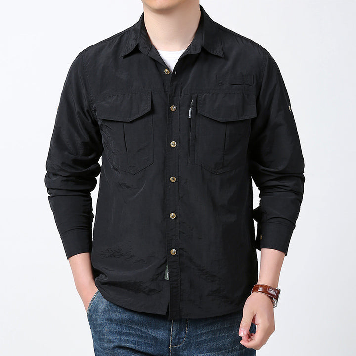 Herren nan langärmeliges Fieldshirt aus leichtem Ripstop mit multifunktionalen Brusttaschen und verdecktem Reißverschluss Echo Archiv