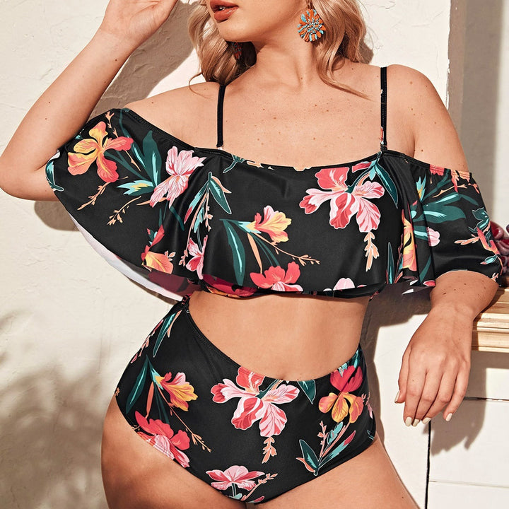 Damen Bikini-Set mit floralem Off-Shoulder-Oberteil und hochgeschnittenen Höschen Echo Archiv