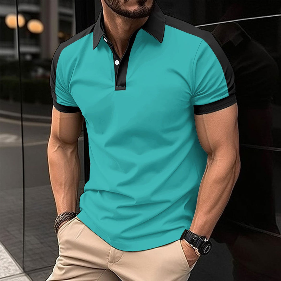 Herren Kurzarm Poloshirt mit modernem Schnitt und kontrastierenden Ärmeln Echoarchiv