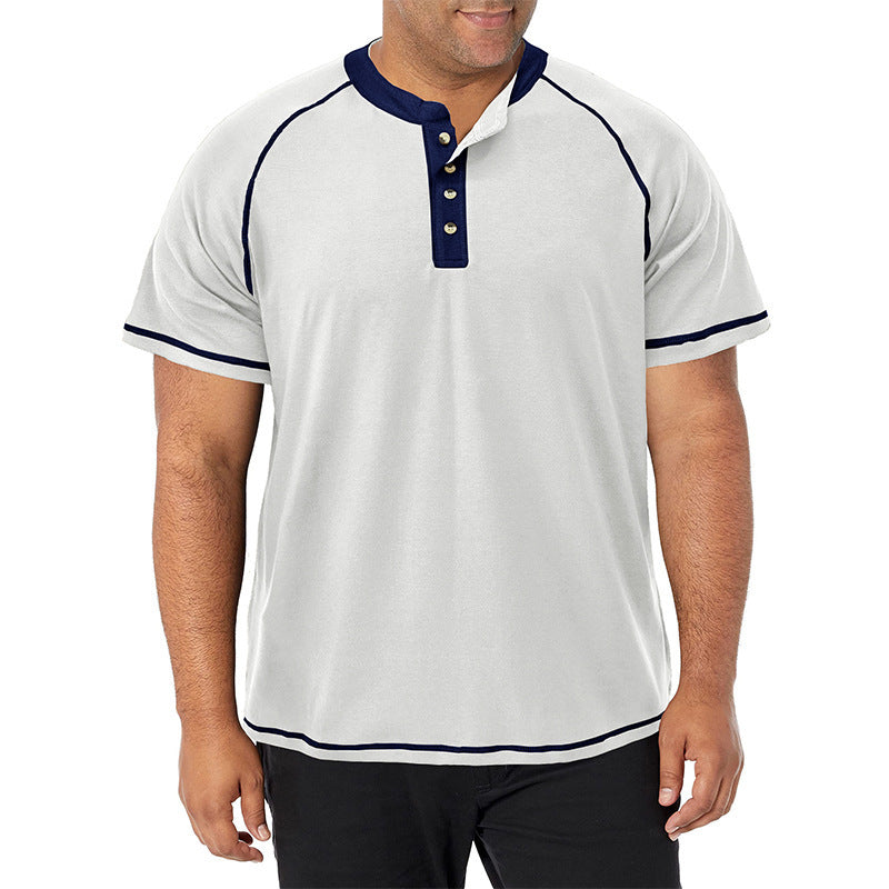 Herren Kurzarm-Henley-Shirt mit auffälligen Kontrastnähten und bequemer Passform Echoarchiv