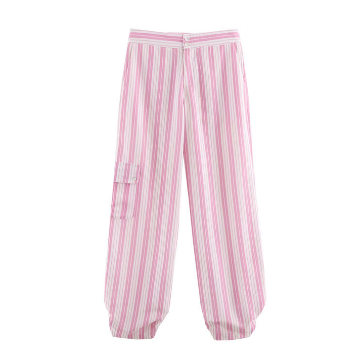 Damen Gestreifte weite Cargo-Hose mit hohem Bund Echo Archiv