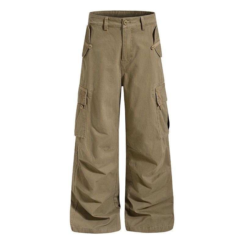 Damen Weite Cargo-Culottehose mit hoher Taille und Multi-Taschen Echoarchiv