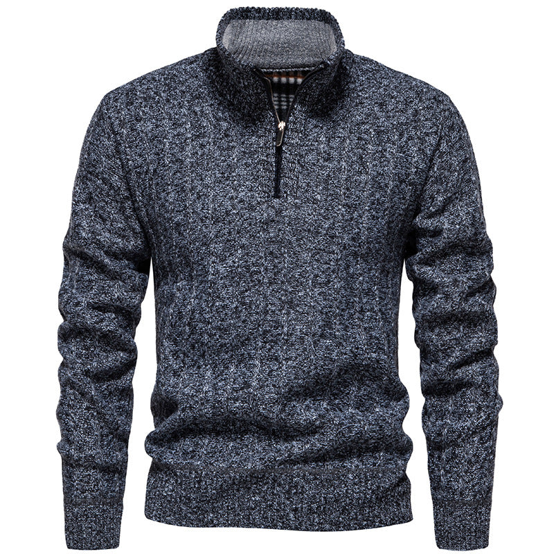 Herren nan gerippter Troyer-Pullover mit Halbzip, Zopfmuster und wärmender Innenverarbeitung Echo Archiv