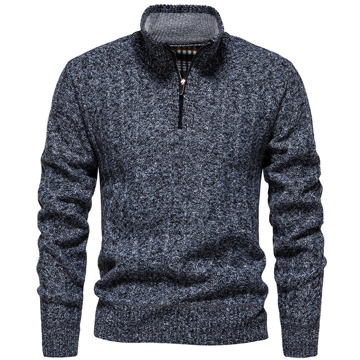 Herren nan gerippter Troyer-Pullover mit Halbzip, Zopfmuster und wärmender Innenverarbeitung Echo Archiv