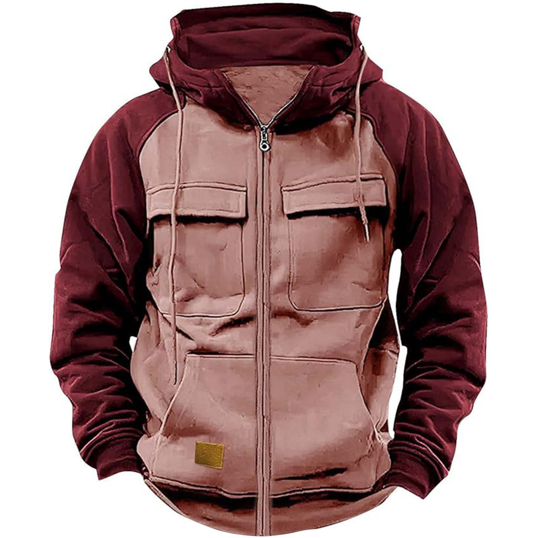 Herren nan Utility-Kapuzenjacke mit Materialmix, Brusttaschen und Reißverschluss Echo Archiv