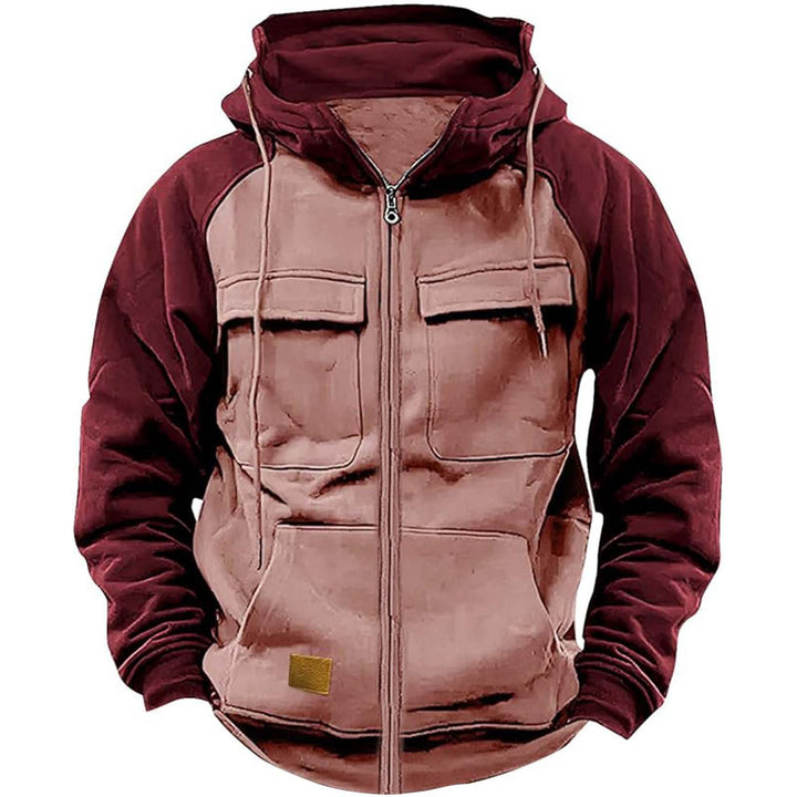 Herren nan Utility-Kapuzenjacke mit Materialmix, Brusttaschen und Reißverschluss Echo Archiv