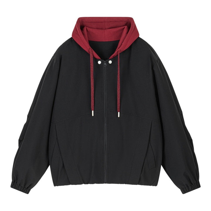 Unisex Oversize Kapuzen‑Zipjacke mit kontrastiertem Kapuzenfutter und elastischem Saum Echoarchiv