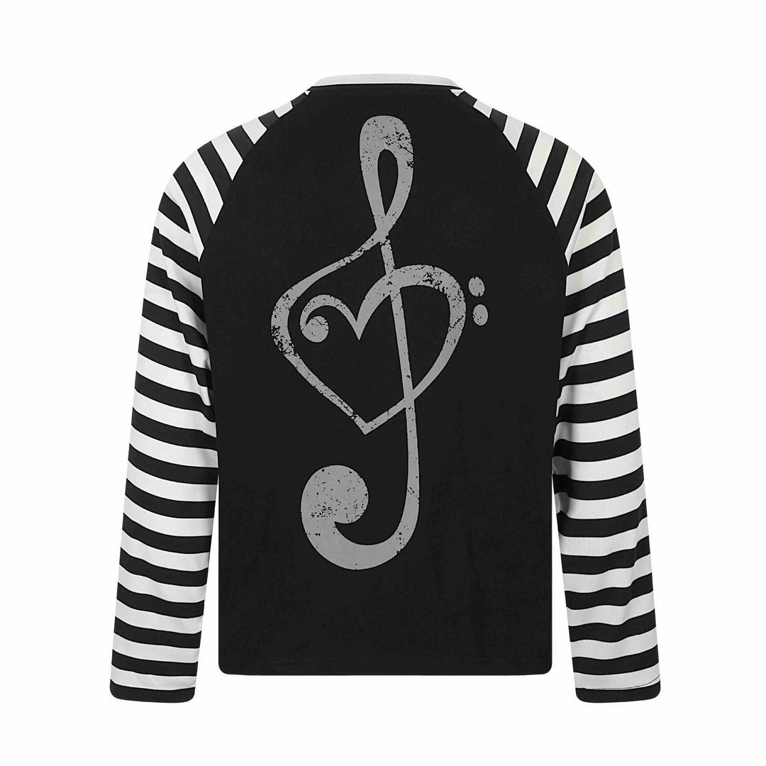 Unisex Langärmliges Raglan-Longsleeve mit Musik‑Print und gestreiften Ärmeln Echoarchiv