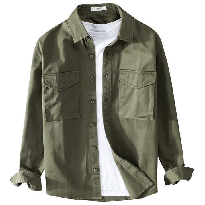Herren Robustem Baumwoll-Twill Overshirt mit aufgesetzten Brusttaschen und Relaxed-Fit Echoarchiv