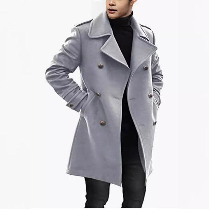 Herren eleganter, doppelreihiger Wollmantel Echoarchiv