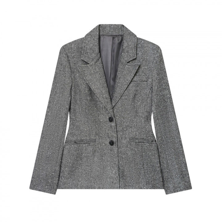 Damen Taillierter Wollmix-Blazer mit Reverskragen und Pattentaschen Echo Archiv